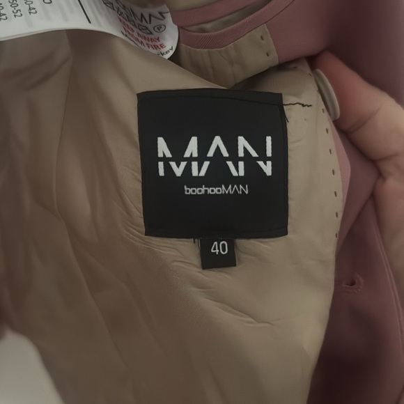 Boohoo Men's Double-Breasted Blazer in Rose dusty rose light pink size 40 - Picture 3 of 5